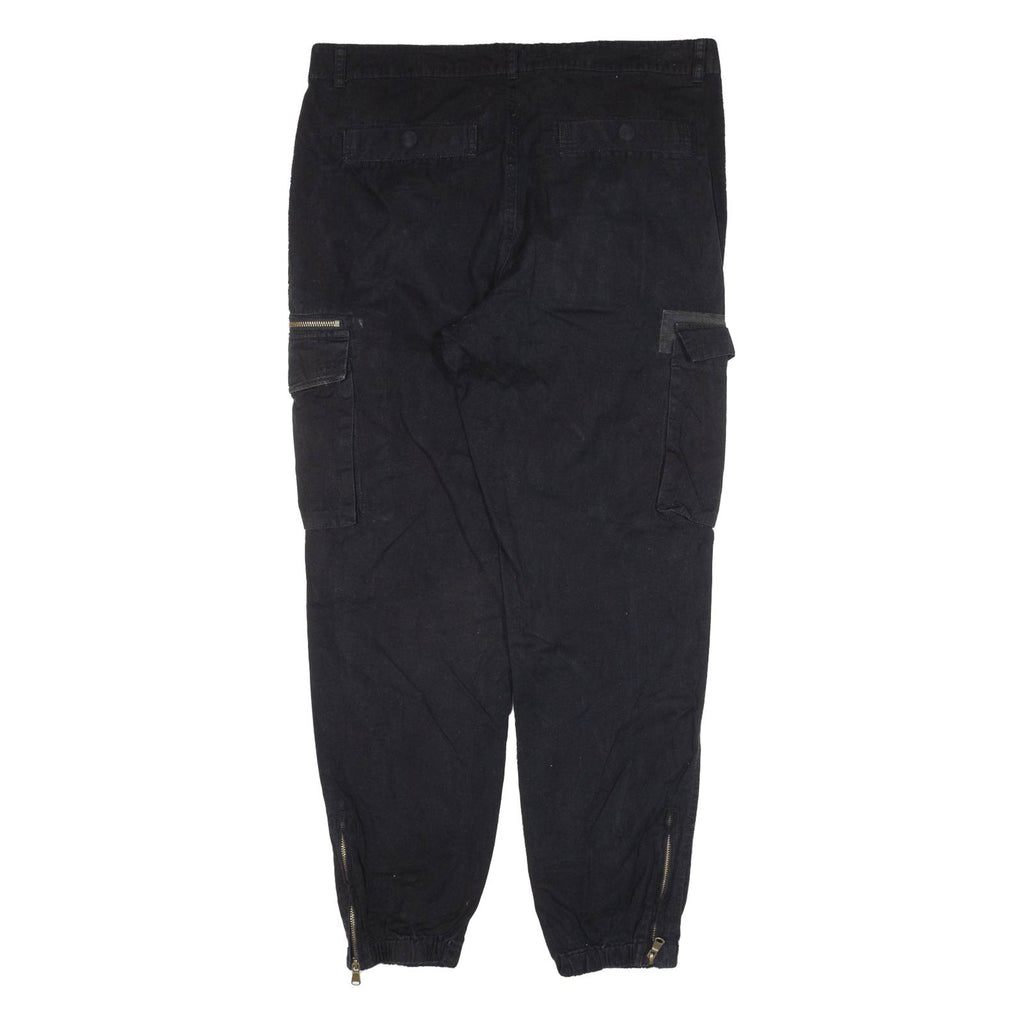 JOHN ADAMS Cargo Womens Trousers Black Regular Tapered W36 L29