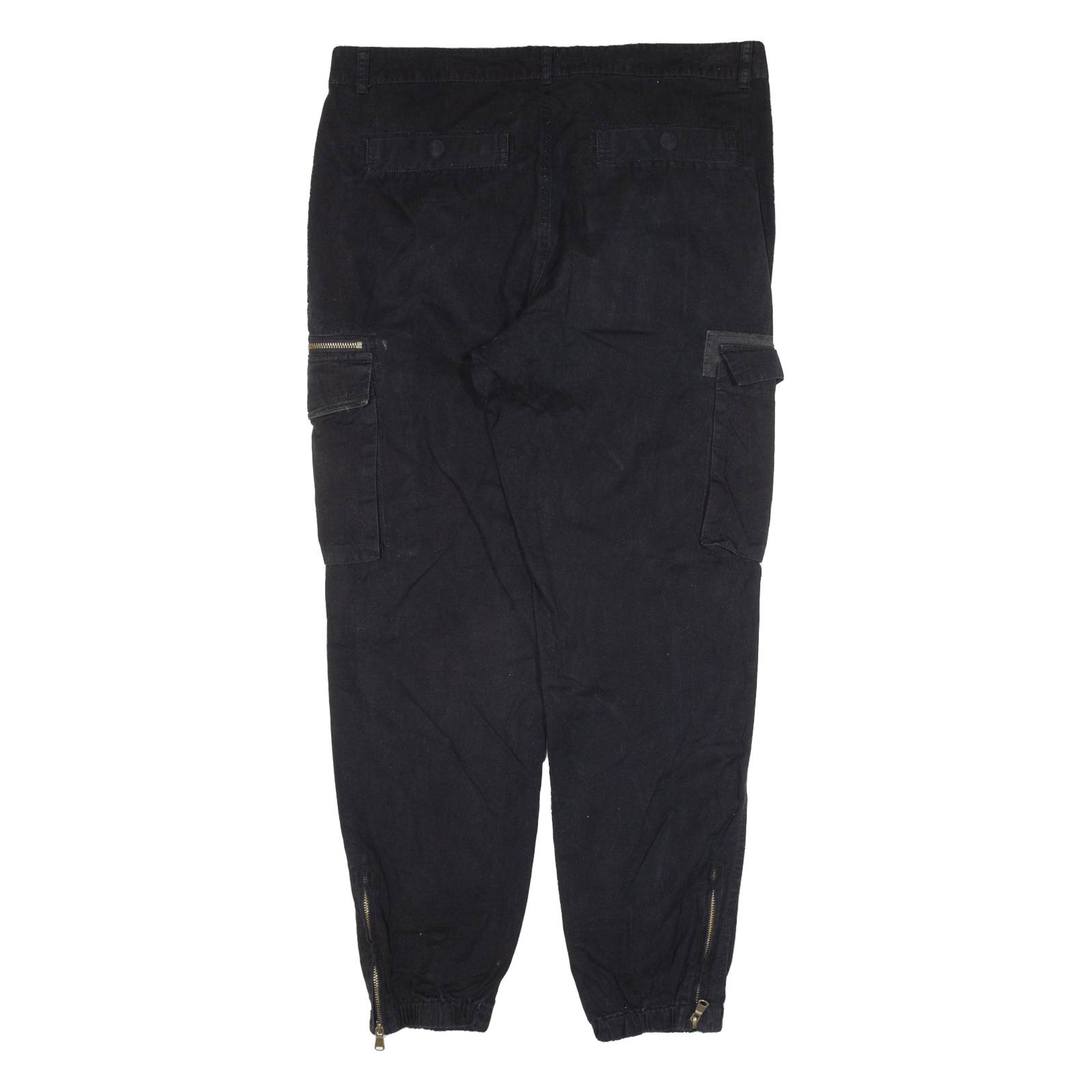 JOHN ADAMS Cargo Womens Trousers Black Regular Tapered W36 L29
