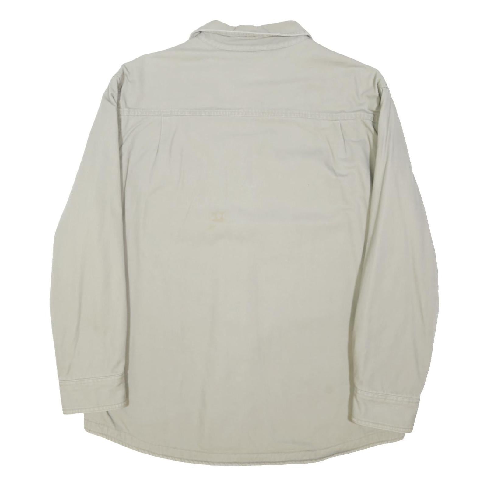 WOOLRICH Mens Beige Button Jacket L Cotton Blend Classic Fit Casual Style