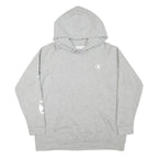 CHAMPION Womens Grey Hoodie M Cotton Blend Pullover Logo Print