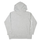 CHAMPION Womens Grey Hoodie M Cotton Blend Pullover Logo Print