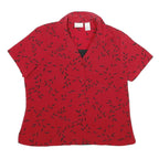 KIM Womens Red & Black Printed Short Sleeve Shirt L Lightweight