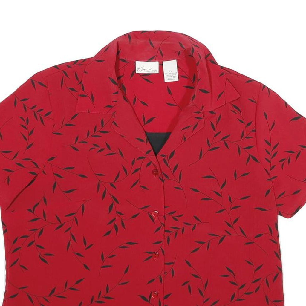 KIM Womens Red & Black Printed Short Sleeve Shirt L Lightweight