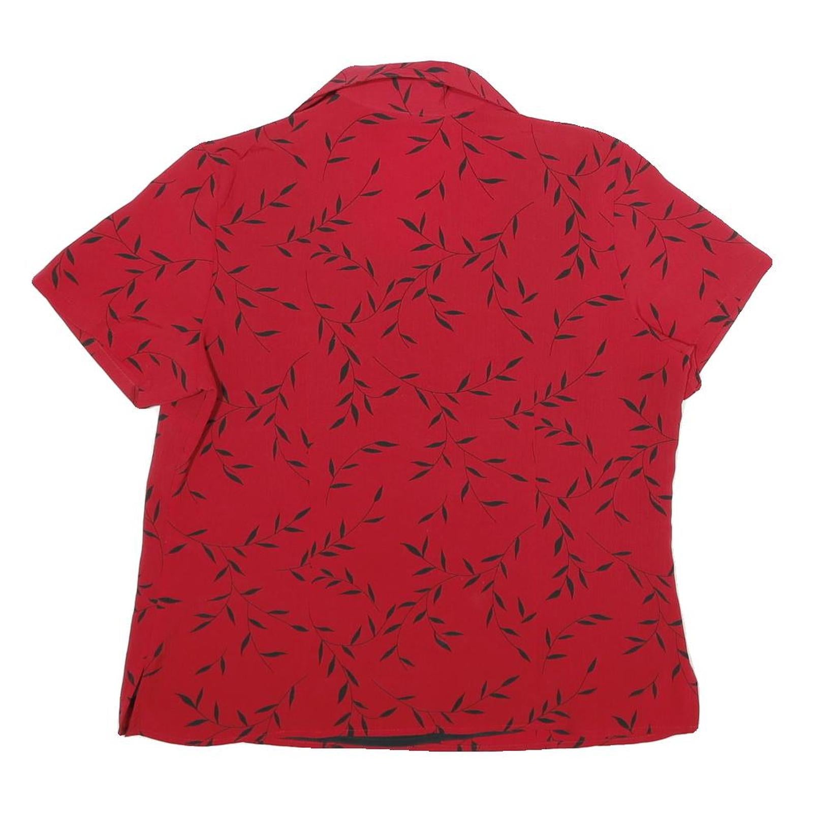 KIM Womens Red & Black Printed Short Sleeve Shirt L Lightweight