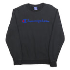 CHAMPION Mens Black Crew Neck S Cotton Blend Logo Sweatshirt