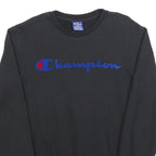 CHAMPION Mens Black Crew Neck S Cotton Blend Logo Sweatshirt