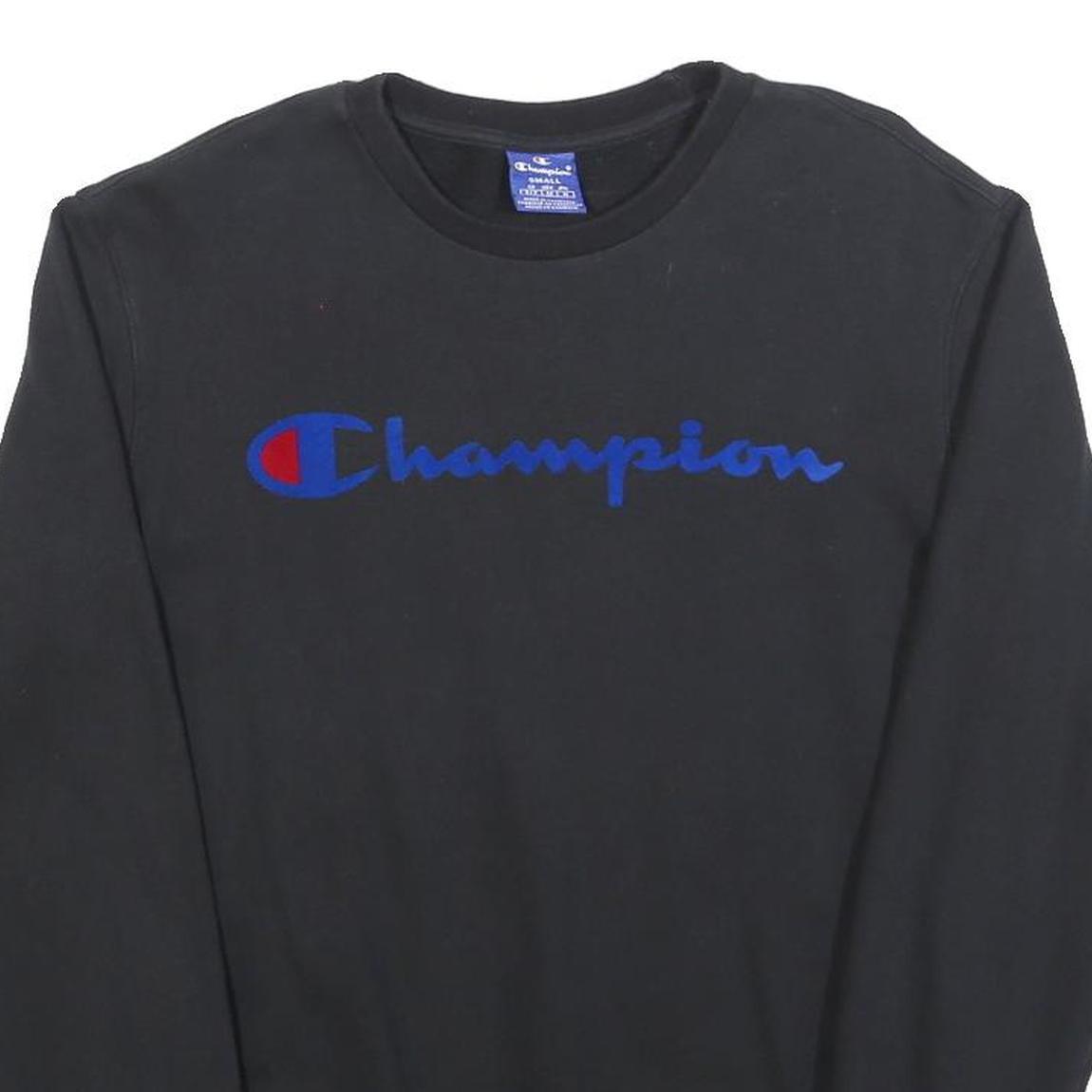 CHAMPION Mens Black Crew Neck S Cotton Blend Logo Sweatshirt