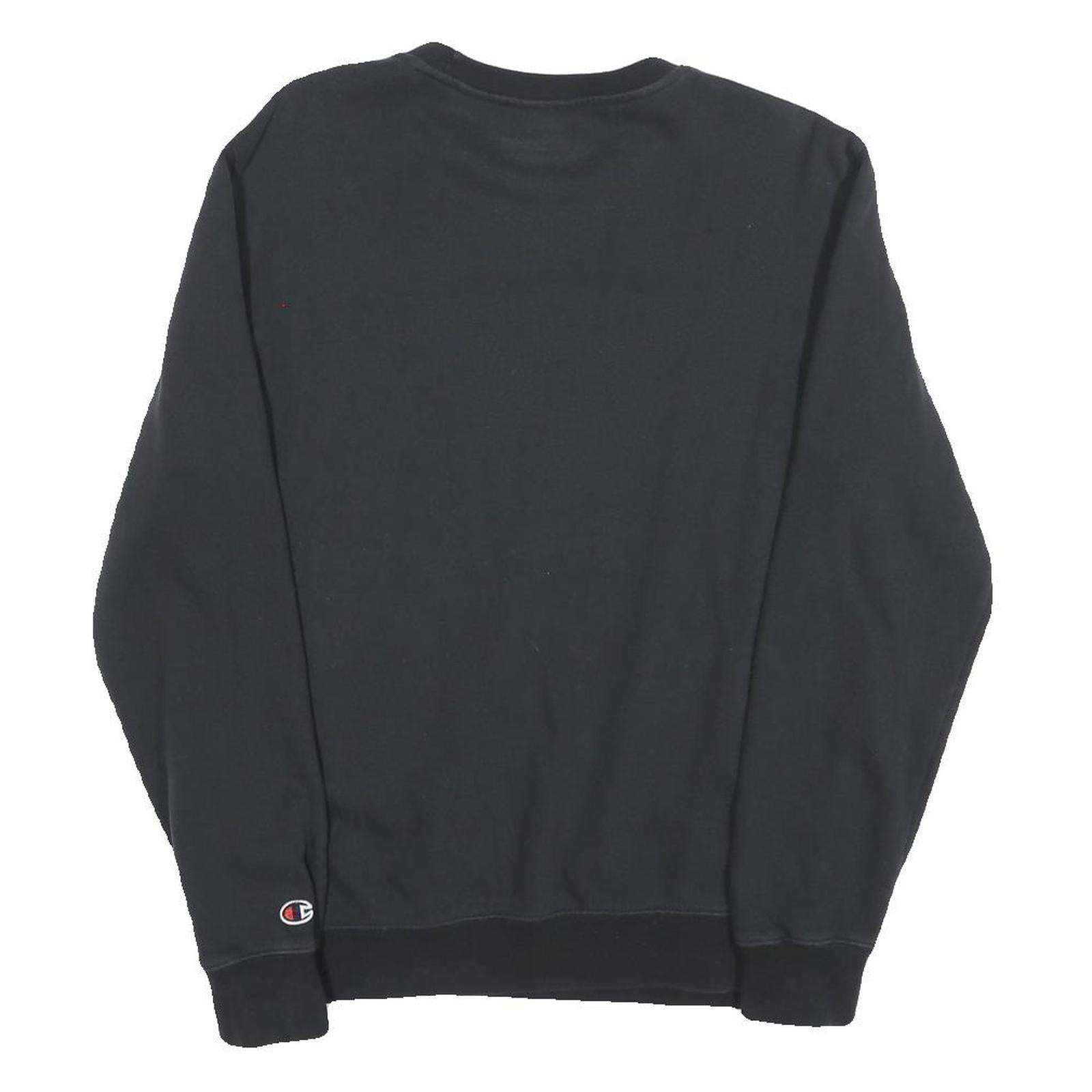 CHAMPION Mens Black Crew Neck S Cotton Blend Logo Sweatshirt