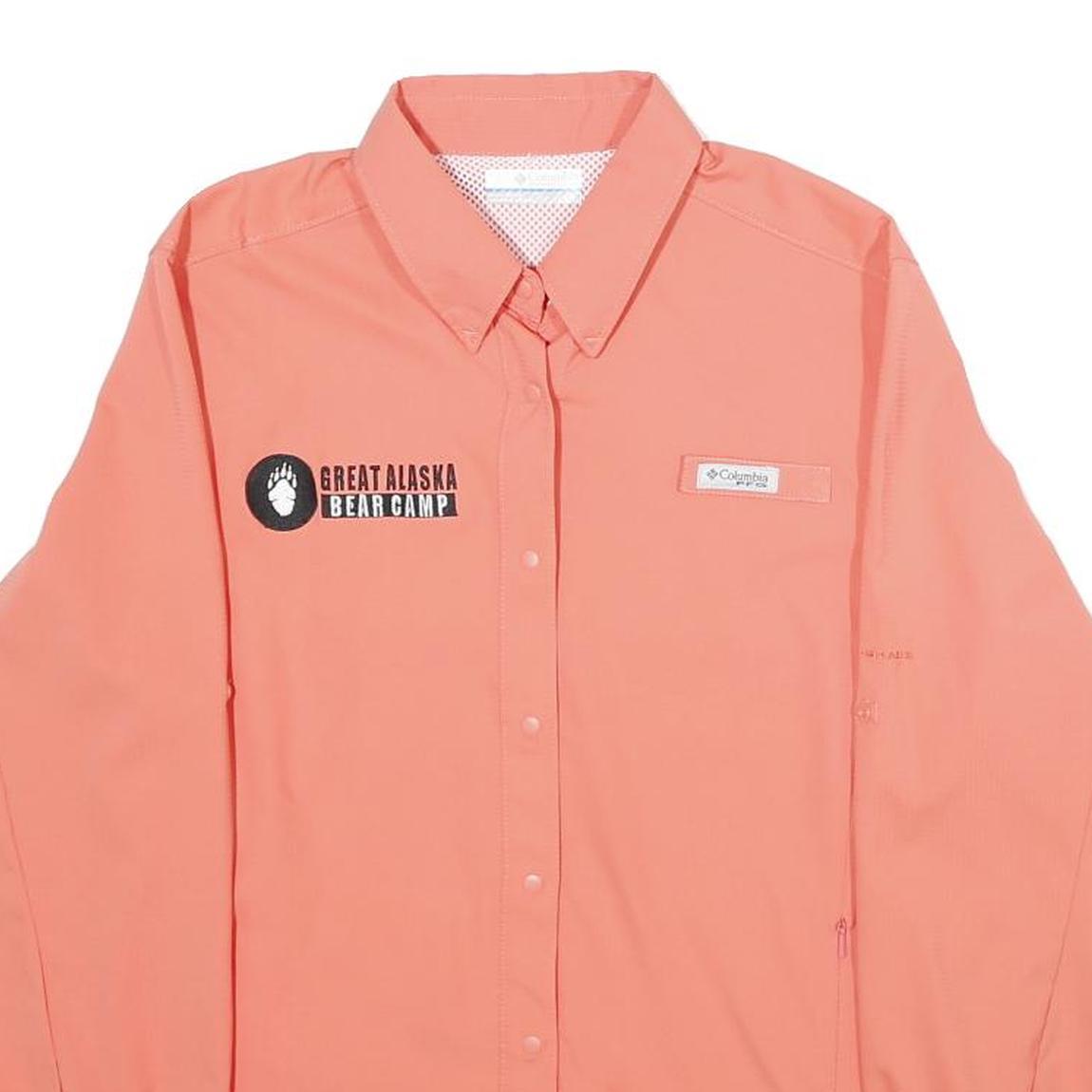 COLUMBIA Womens Coral Great Alaska Bear Camp Outdoor Shirt S Breathable