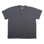 DICKIES Mens T-Shirt Grey Button Neck 2XL