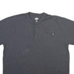 DICKIES Mens T-Shirt Grey Button Neck 2XL