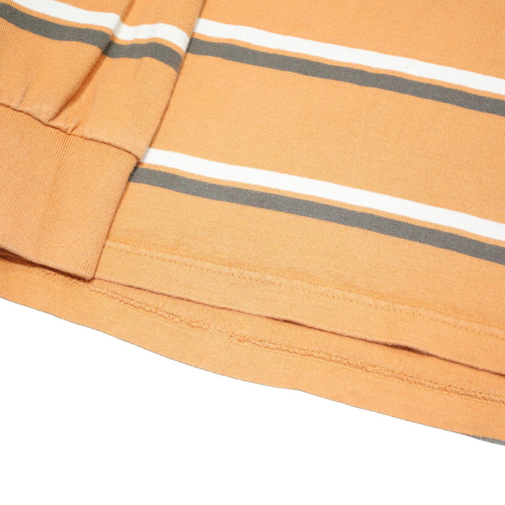 IZOD Mens Orange & White Striped Long Sleeve Polo Shirt XL Cotton Blend Casual