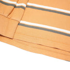 IZOD Mens Orange & White Striped Long Sleeve Polo Shirt XL Cotton Blend Casual