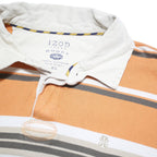 IZOD Mens Orange & White Striped Long Sleeve Polo Shirt XL Cotton Blend Casual