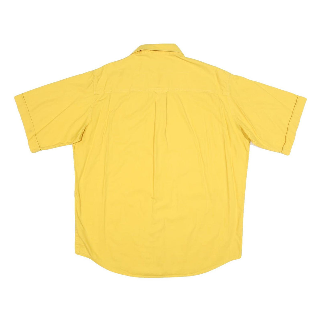 MARLBORO Mens Yellow Cotton Shirt L Short Sleeve Casual Classic