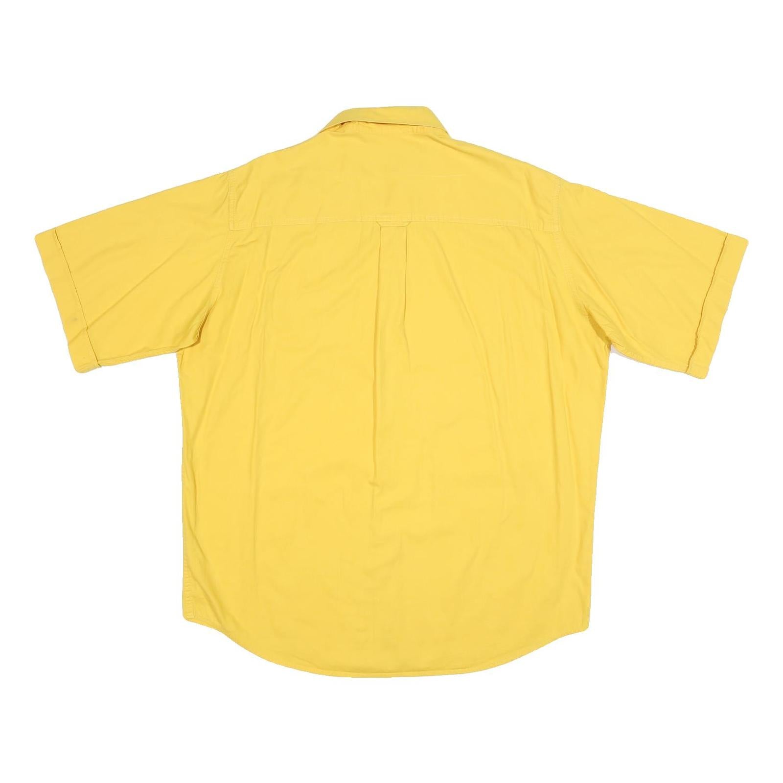 MARLBORO Mens Yellow Cotton Shirt L Short Sleeve Casual Classic