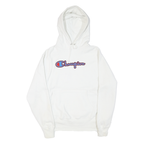 CHAMPION Mens White Pullover Hoodie L Cotton Blend Classic Logo Sweatshirt