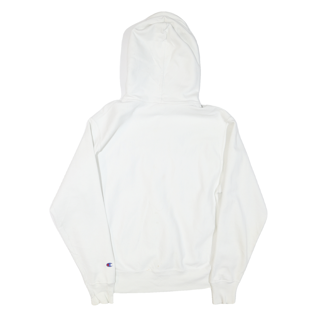 CHAMPION Mens White Pullover Hoodie L Cotton Blend Classic Logo Sweatshirt