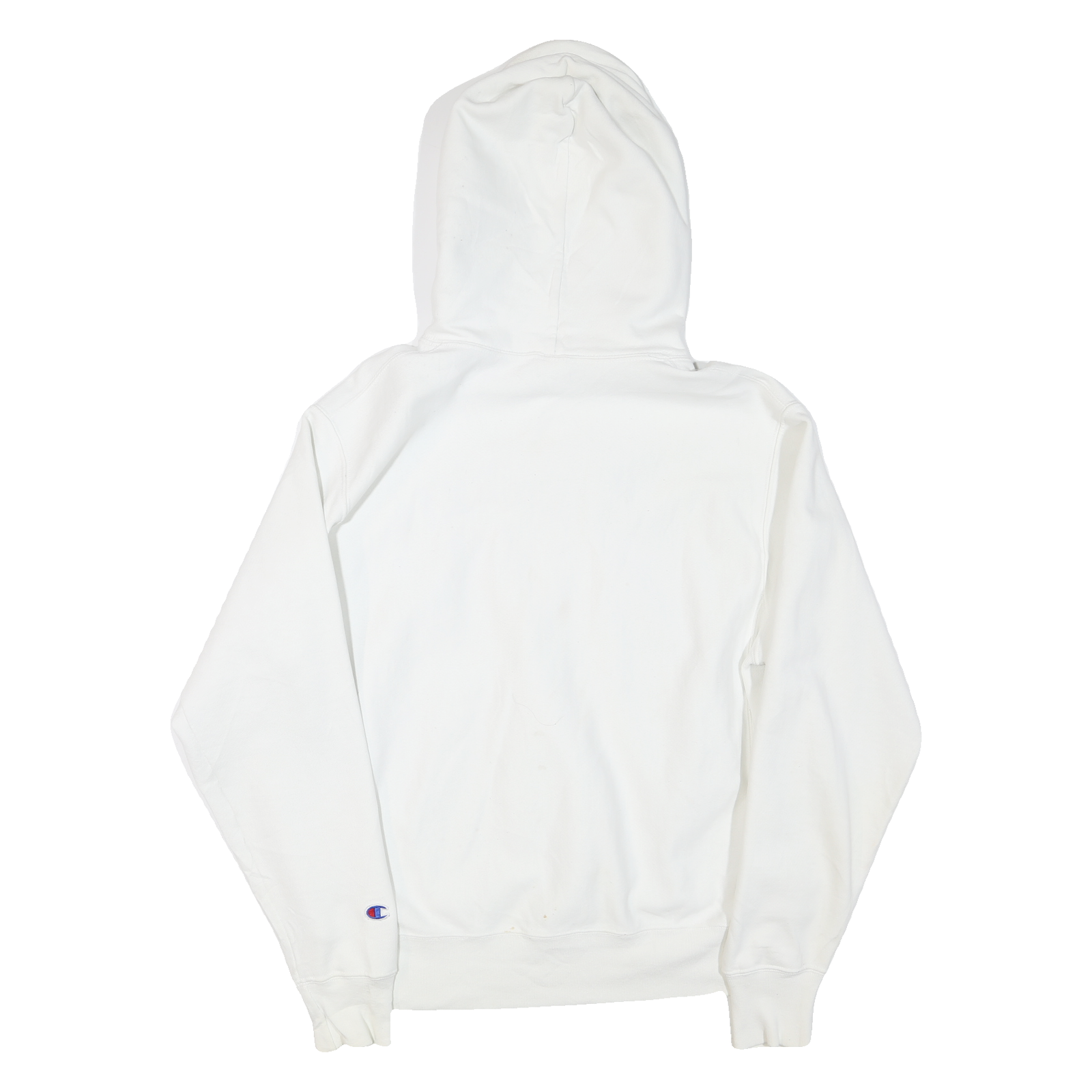 CHAMPION Mens White Pullover Hoodie L Cotton Blend Classic Logo Sweatshirt