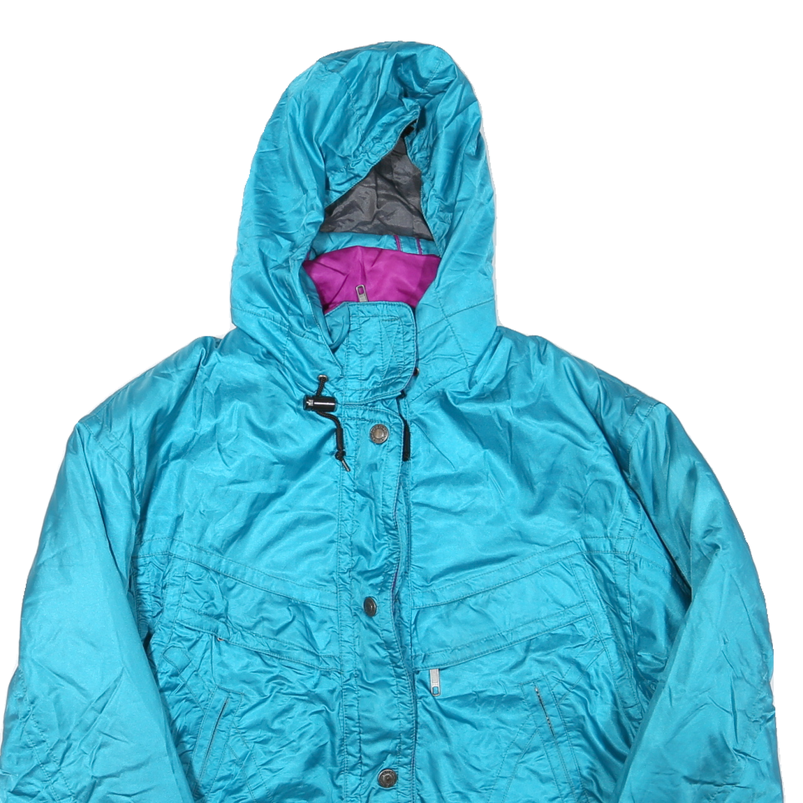 Womens Blue & Purple Hooded Zip Jacket M Polyester Blend Outdoor Casual