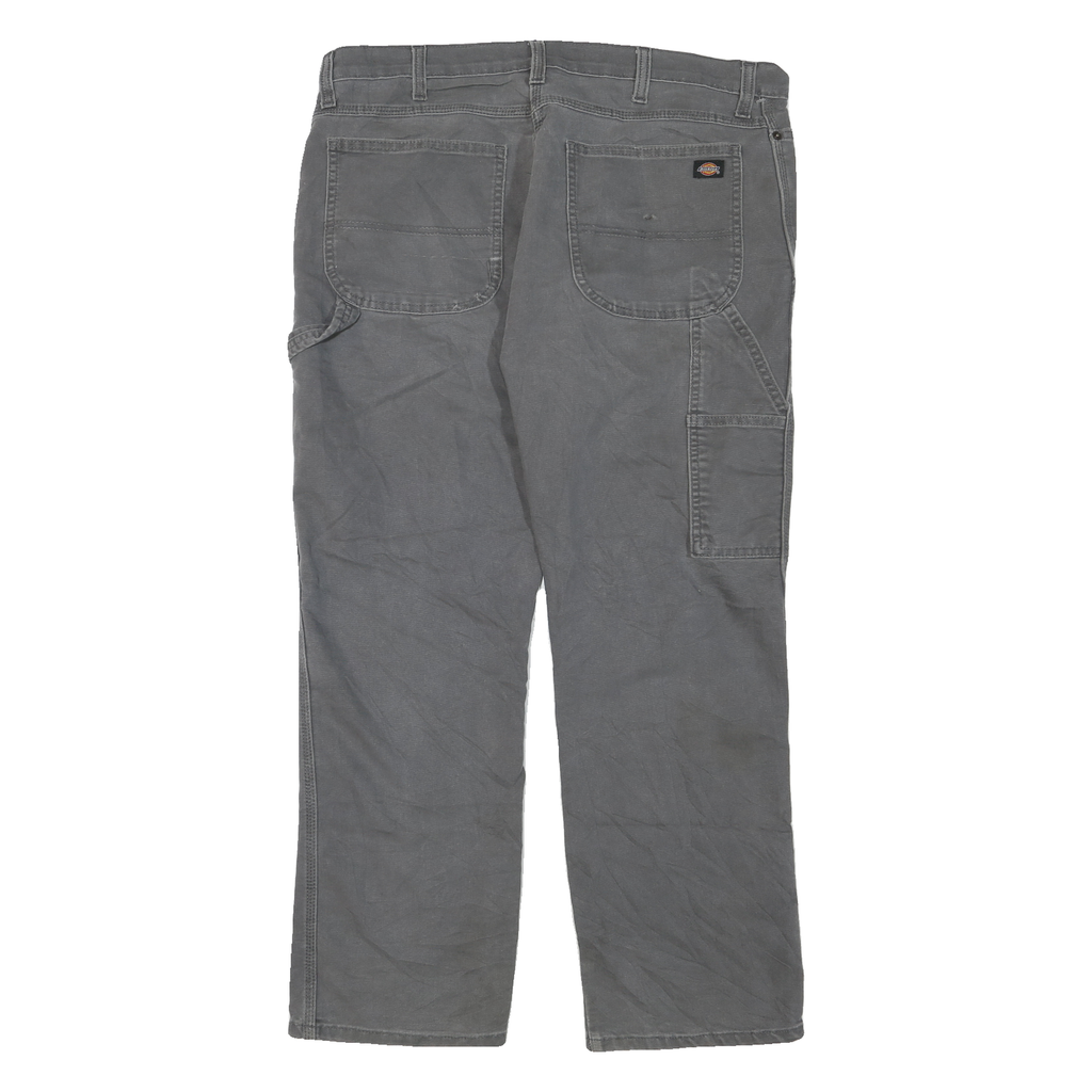 DICKIES Mens Jeans Grey Regular Straight Denim W38 L29 Workwear Casual Zip