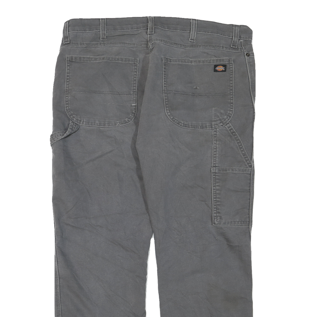 DICKIES Mens Jeans Grey Regular Straight Denim W38 L29 Workwear Casual Zip