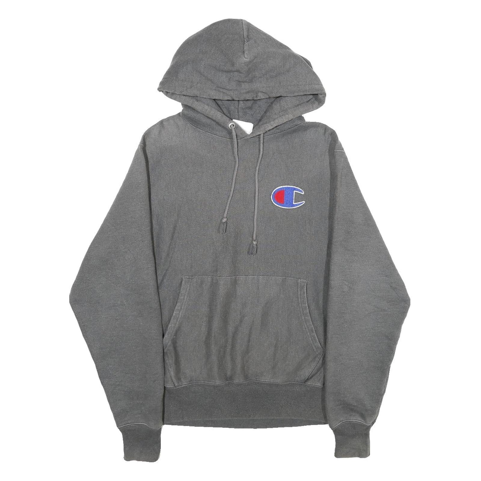 CHAMPION REVERSE WEAVE Mens Grey Hoodie S Cotton Blend Pullover Drawstring