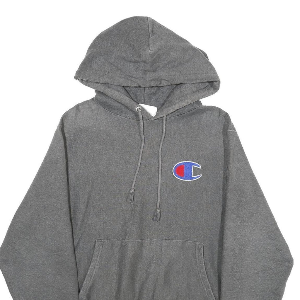 CHAMPION REVERSE WEAVE Mens Grey Hoodie S Cotton Blend Pullover Drawstring