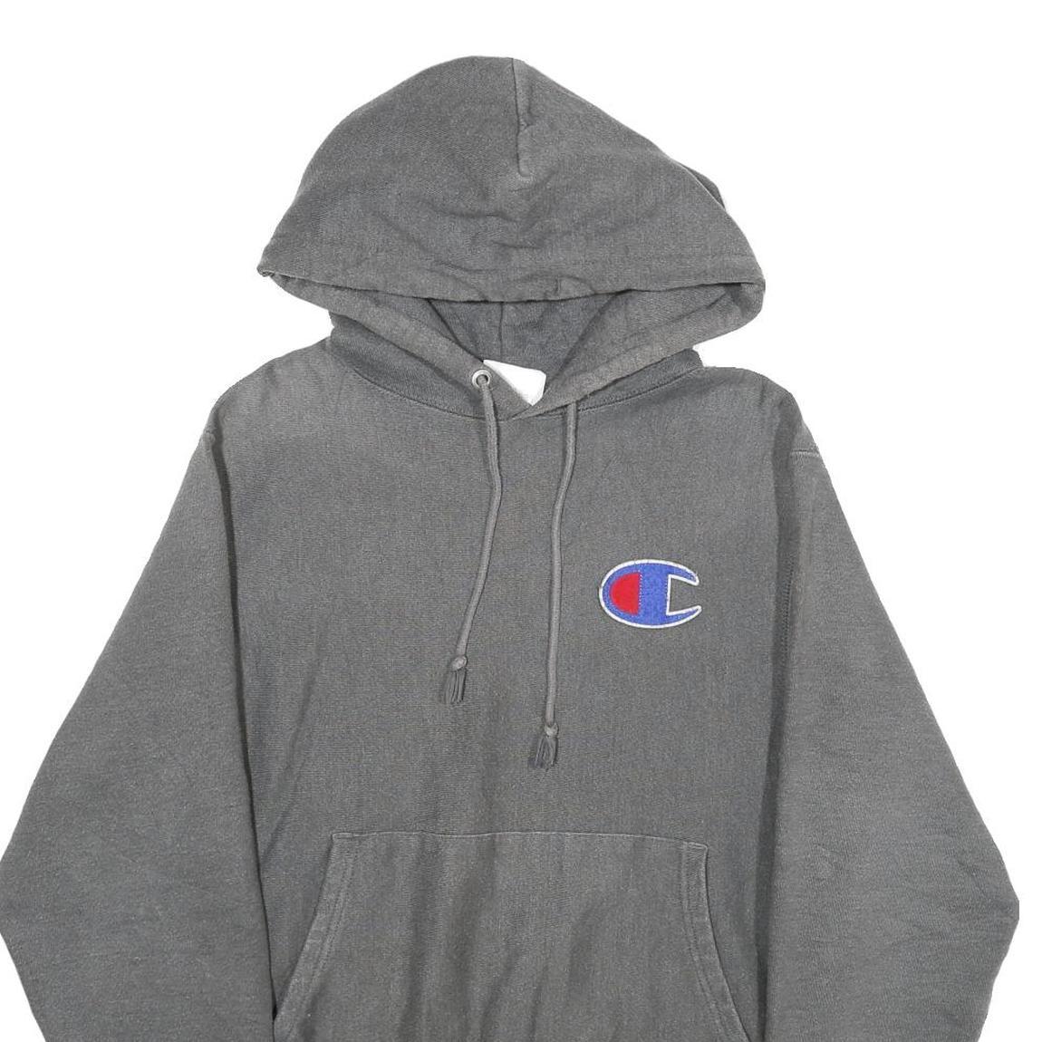 CHAMPION REVERSE WEAVE Mens Grey Hoodie S Cotton Blend Pullover Drawstring