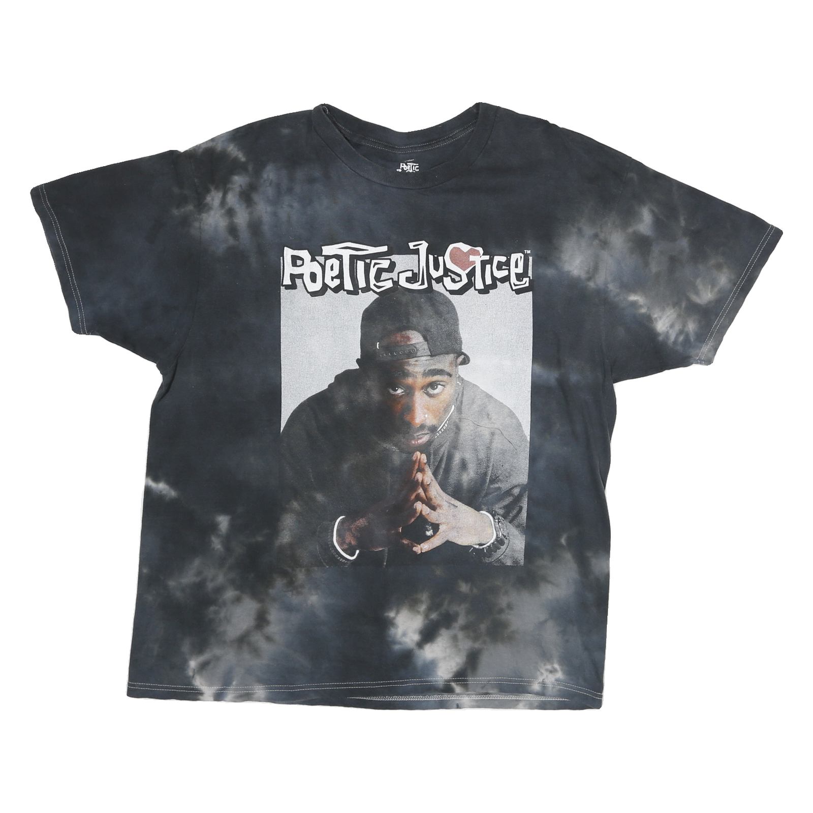 POETIC JUSTICE Mens Black Graphic T-Shirt XL Short Sleeve Crew Neck Cotton Blend