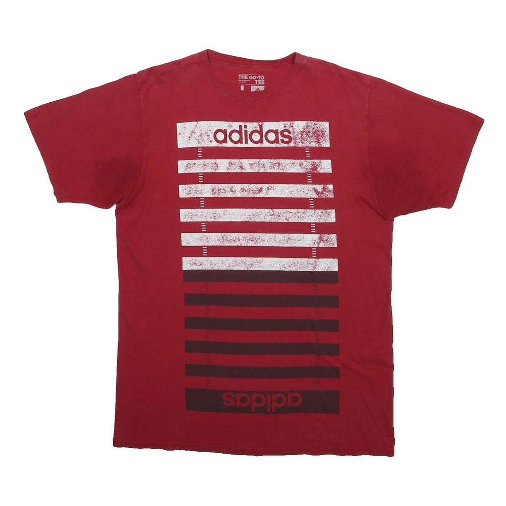 ADIDAS Mens Red Graphic T-Shirt L Short Sleeve Crew Neck Cotton Casual