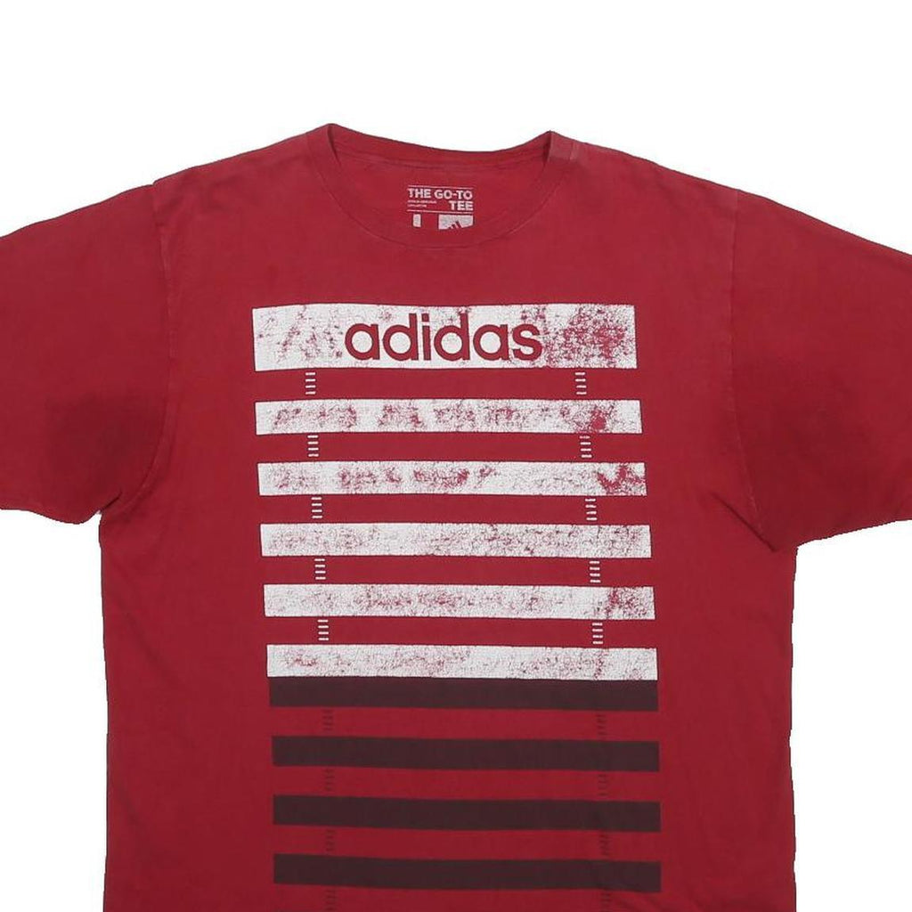 ADIDAS Mens Red Graphic T-Shirt L Short Sleeve Crew Neck Cotton Casual