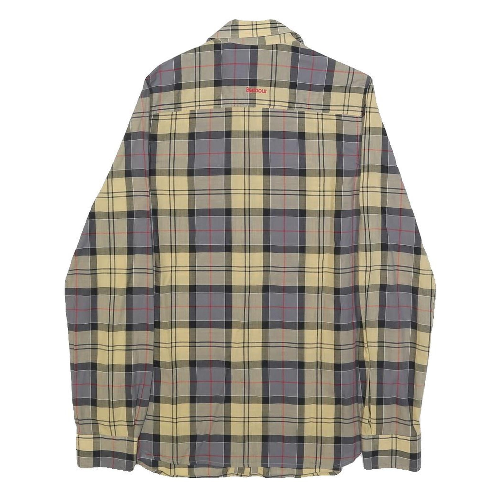 BARBOUR Womens Yellow & Grey Check Shirt UK 8 Long Sleeve Cotton Classic