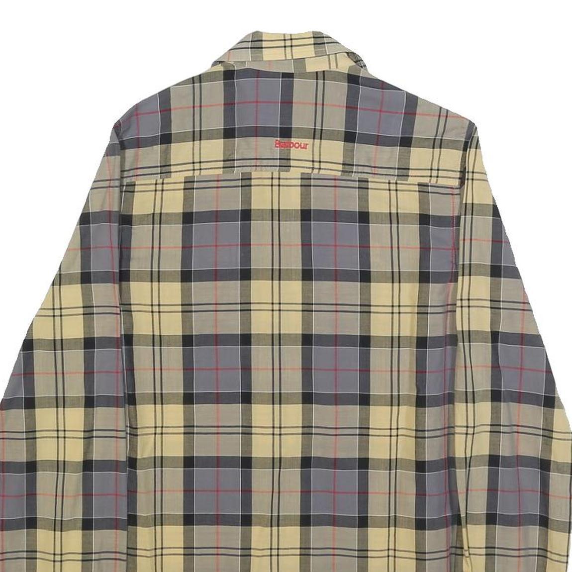 BARBOUR Womens Yellow & Grey Check Shirt UK 8 Long Sleeve Cotton Classic