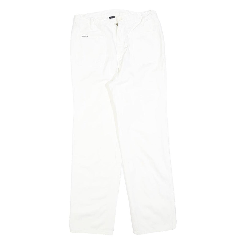 LEE COOPER Womens White Regular Fit Straight Leg Trousers W28 L28 Cotton Blend