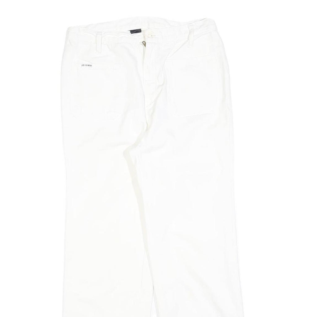 LEE COOPER Womens White Regular Fit Straight Leg Trousers W28 L28 Cotton Blend