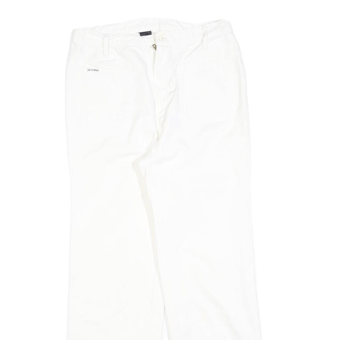 LEE COOPER Womens White Regular Fit Straight Leg Trousers W28 L28 Cotton Blend