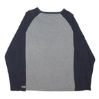 REEBOK Mens Grey & Navy Long Sleeve Crew Neck Cotton Blend T-Shirt L