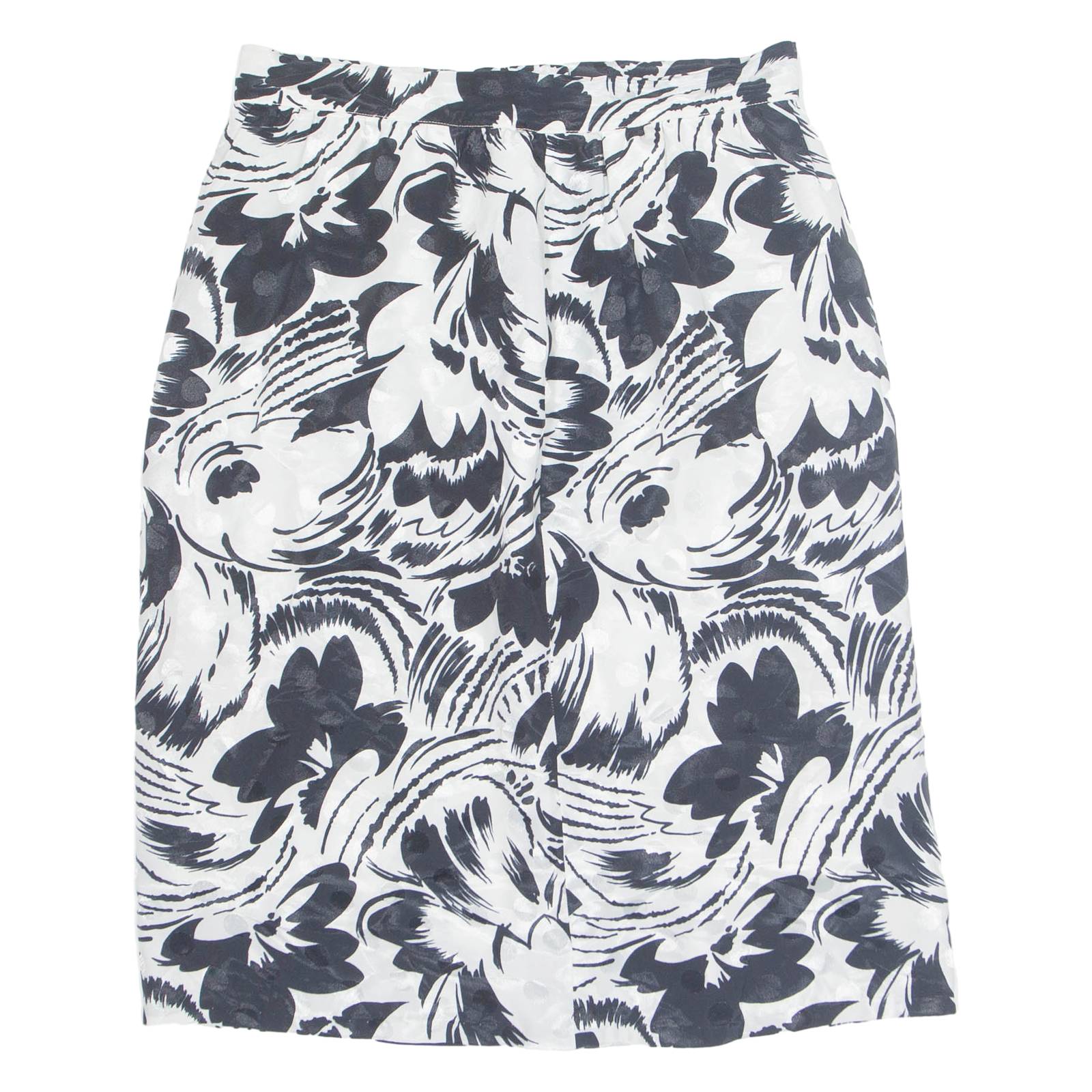 Womens Straight Skirt Black Knee Length Floral M
