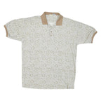 BUGLE BOY Mens Beige Floral Print Short Sleeve Polo Shirt L Polyester Blend