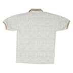 BUGLE BOY Mens Beige Floral Print Short Sleeve Polo Shirt L Polyester Blend