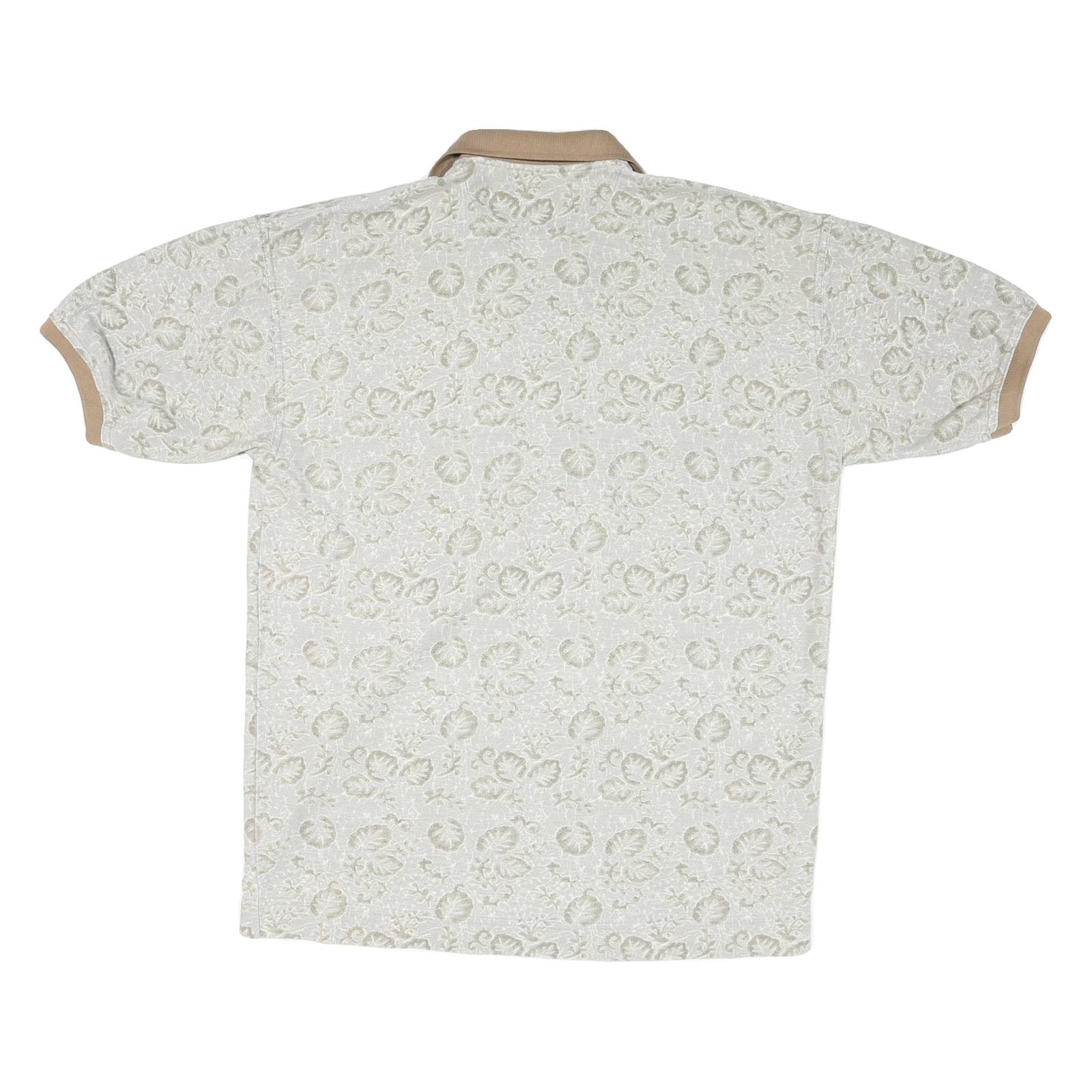 BUGLE BOY Mens Beige Floral Print Short Sleeve Polo Shirt L Polyester Blend