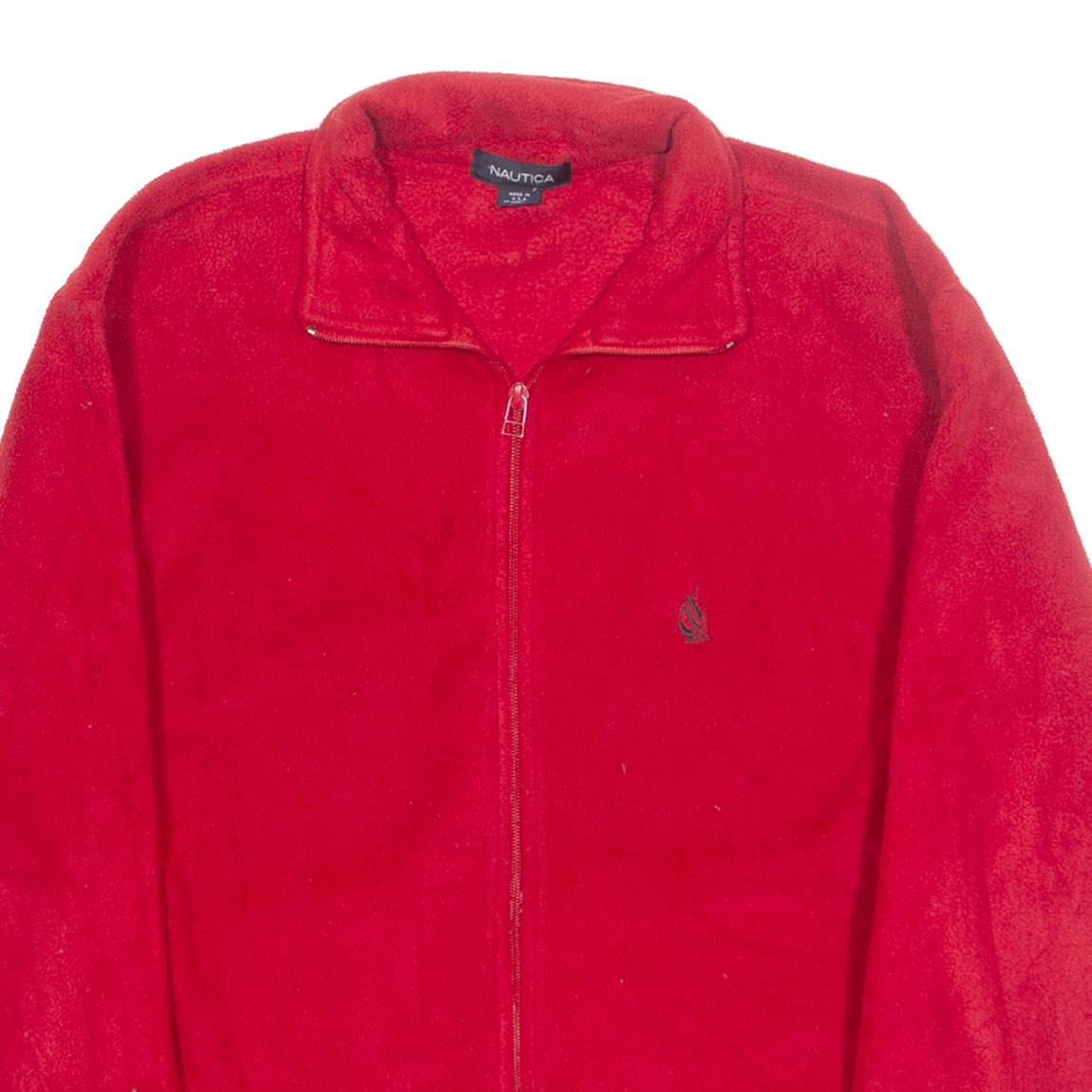 NAUTICA Mens Fleece Jacket Red 90s S