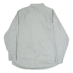 TOMMY HILFIGER Mens Light Grey Cotton Shirt L Classic Fit Button Down Collar