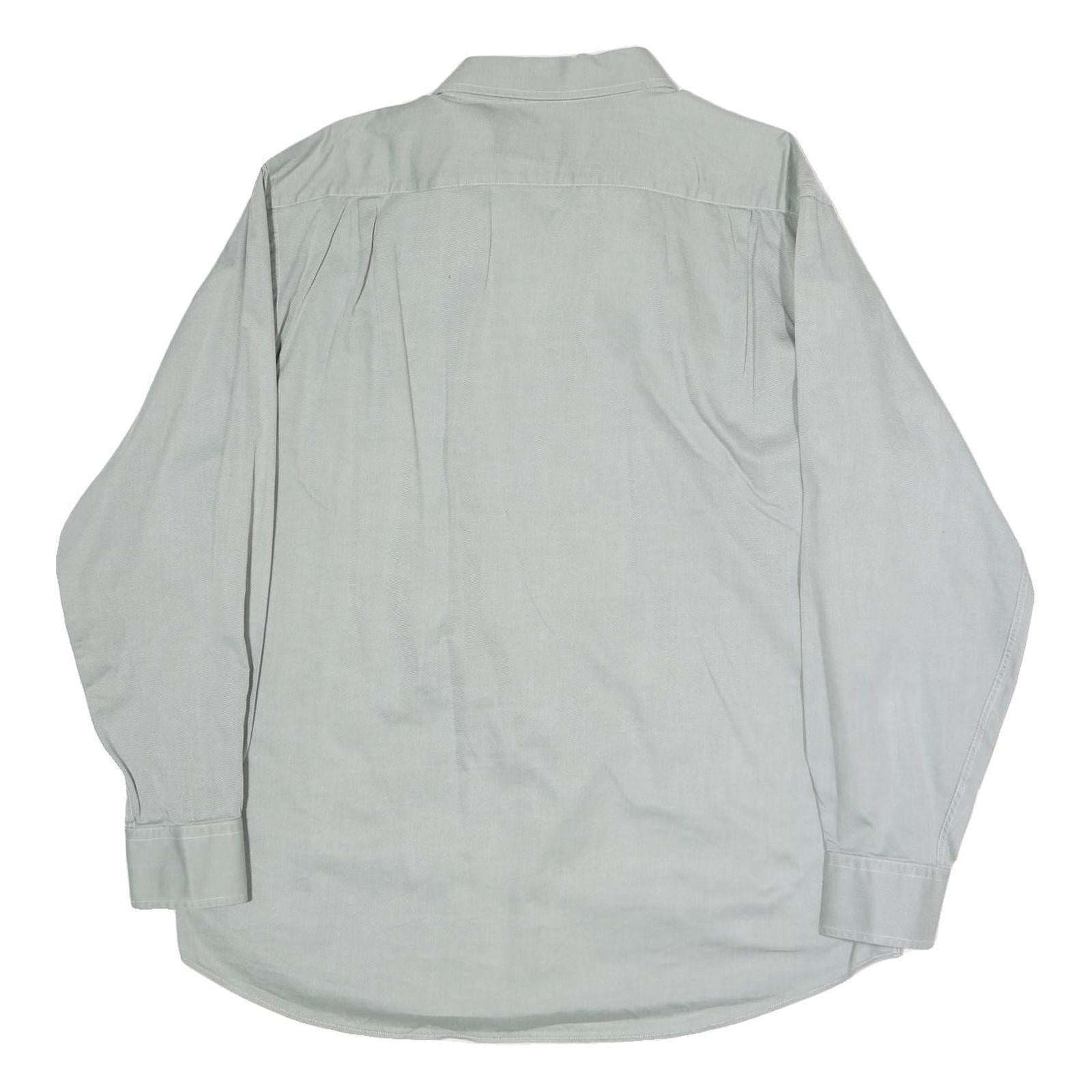TOMMY HILFIGER Mens Light Grey Cotton Shirt L Classic Fit Button Down Collar