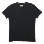 TOMMY HILFIGER Mens Black Crew Neck Short Sleeve T-Shirt M Cotton Blend Classic