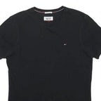 TOMMY HILFIGER Mens Black Crew Neck Short Sleeve T-Shirt M Cotton Blend Classic