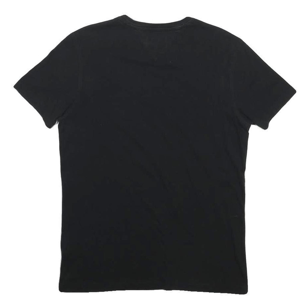 TOMMY HILFIGER Mens Black Crew Neck Short Sleeve T-Shirt M Cotton Blend Classic