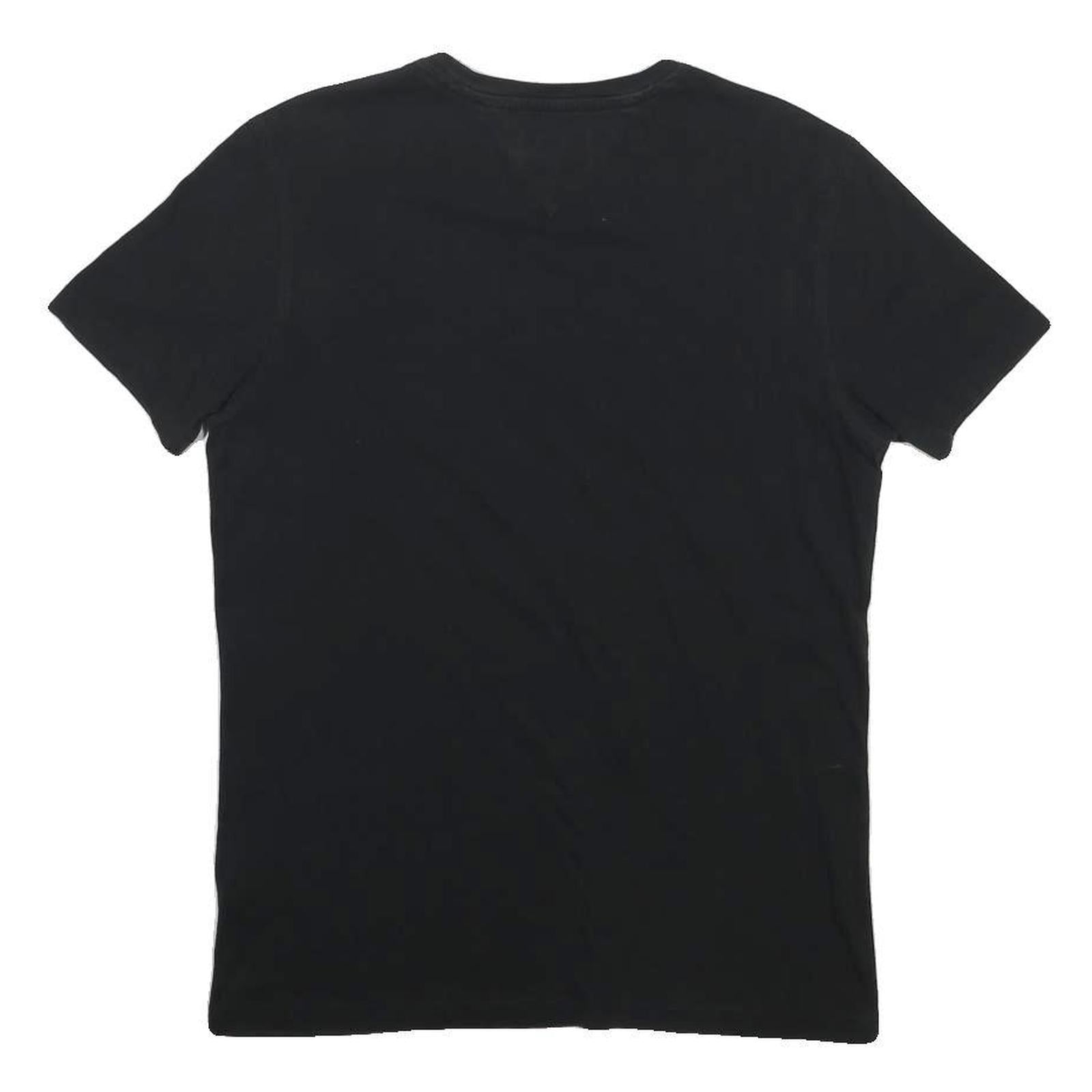 TOMMY HILFIGER Mens Black Crew Neck Short Sleeve T-Shirt M Cotton Blend Classic