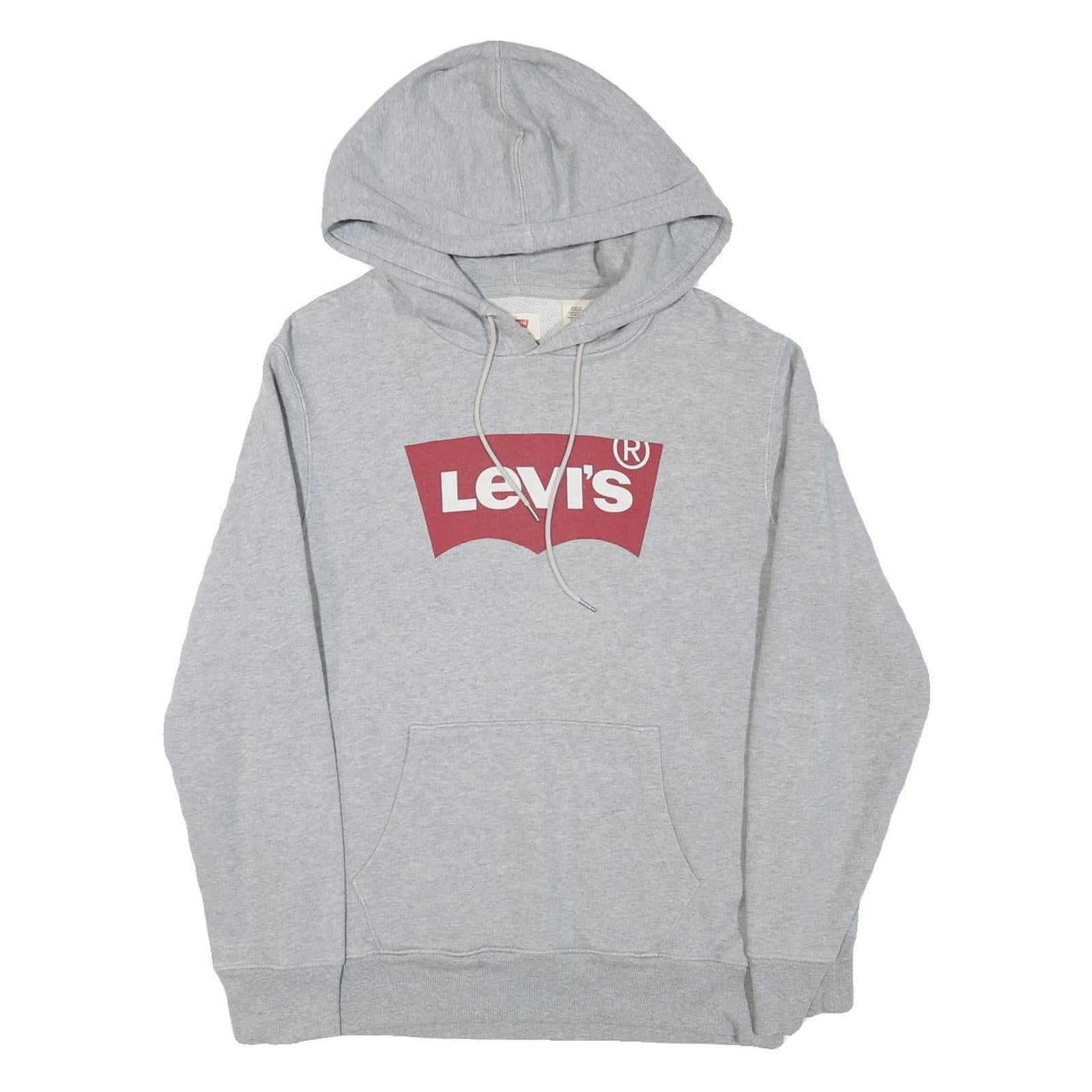 LEVI'S Mens Grey Hoodie S Cotton Blend Pullover Casual Sweatshirt